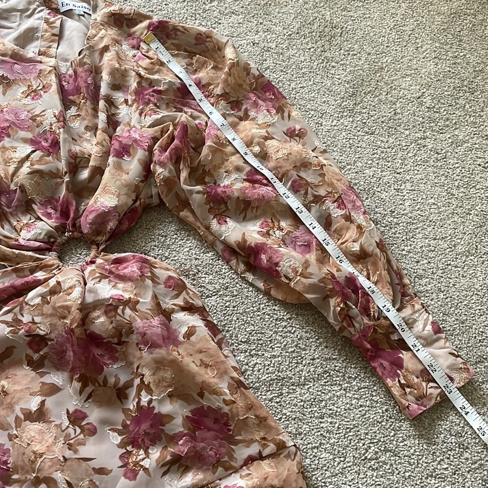 En Saison Lissandra Pink Multi Floral Cut-Out Detail Midi Dress, sz S - Picture 15 of 16